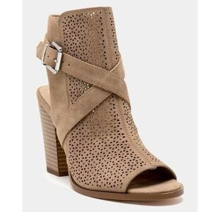 Restricted Brand Women’s Peep Toe Perforated Tan Booties Size 9